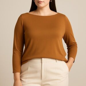 Banana Republic Soft Knit Long Sleeve Top – Camel Brown | Size L